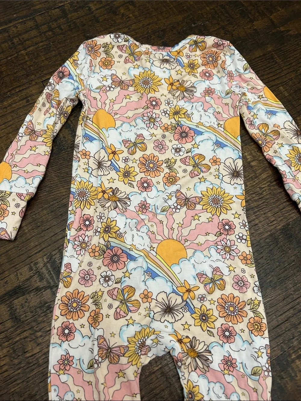 Posh Peanut Kids Floral Zip-Front One-Piece Pajamas - Pink & Yellow